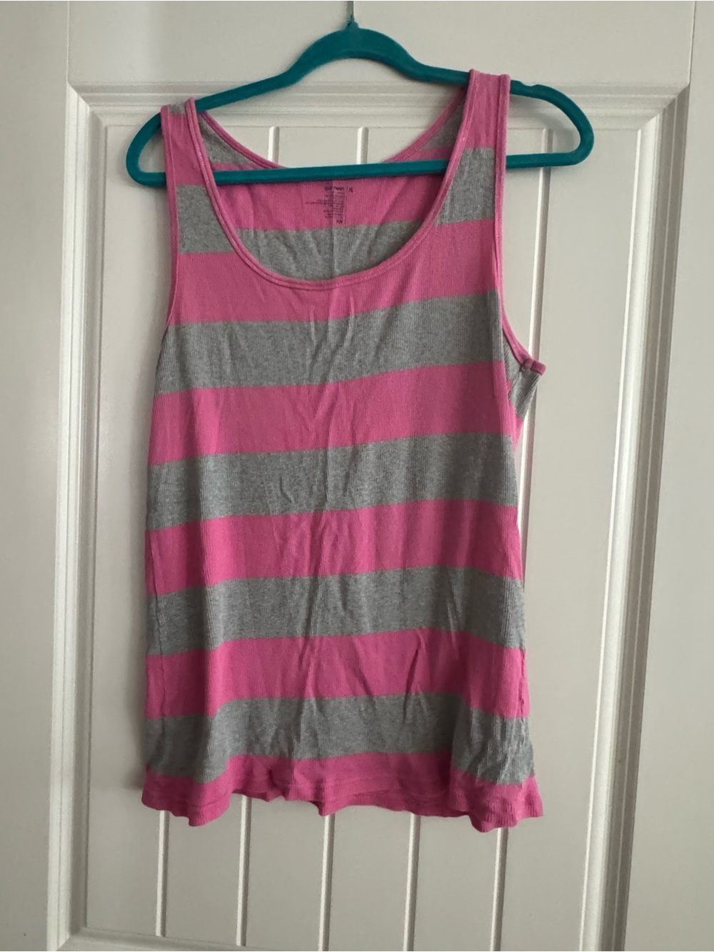 Old Navy Pink and Gray Horizontal Stripe Tank Top
